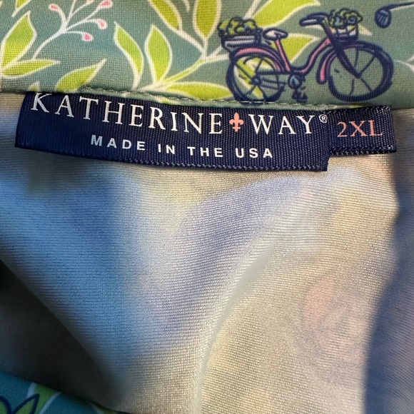 Katherine Way 2X UPF 50+ Botanical Print Sun Golf  Shirt Made USA NWT Stretchy - Picture 8 of 15